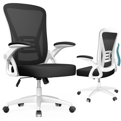 Chaise de Bureau, Fauteuil de Bureau Ergonomique, Accoudoir Réglable et Soutien Lombaire Réglables, Hauteur Réglable, Rattantree