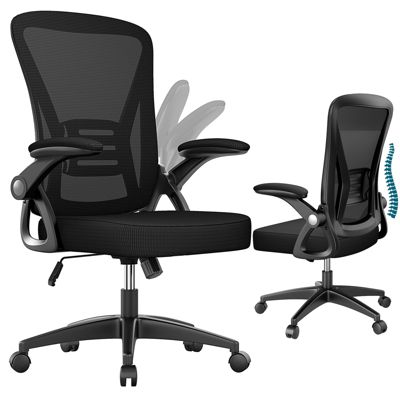 Chaise de Bureau, Fauteuil de Bureau Ergonomique, Accoudoir Réglable et Soutien Lombaire Réglables, Hauteur Réglable, Rattantree