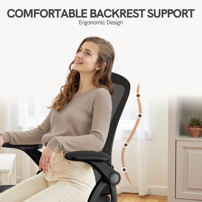 Chaise de Bureau, Fauteuil de Bureau Ergonomique, Accoudoir Réglable et Soutien Lombaire Réglables, Hauteur Réglable, Rattantree
