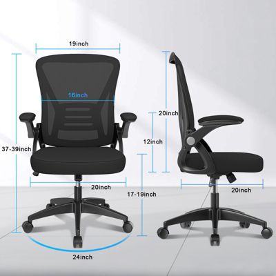 Chaise de Bureau, Fauteuil de Bureau Ergonomique, Accoudoir Réglable et Soutien Lombaire Réglables, Hauteur Réglable, Rattantree