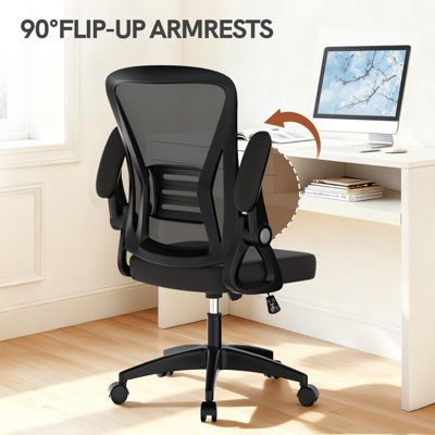 Chaise de Bureau, Fauteuil de Bureau Ergonomique, Accoudoir Réglable et Soutien Lombaire Réglables, Hauteur Réglable, Rattantree