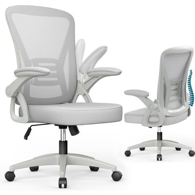 Chaise de Bureau, Fauteuil de Bureau Ergonomique, Accoudoir Réglable et Soutien Lombaire Réglables, Hauteur Réglable, Rattantree