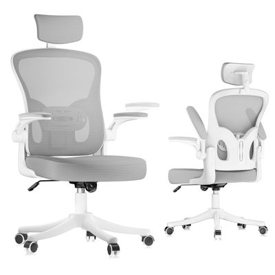 Chaise de Bureau, Fauteuil de Bureau Ergonomique, Appui-Tête et Soutien Lombaire Réglables, Hauteur Réglable, Rattantree