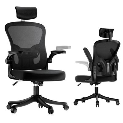 Chaise de Bureau, Fauteuil de Bureau Ergonomique, Appui-Tête et Soutien Lombaire Réglables, Hauteur Réglable, Rattantree