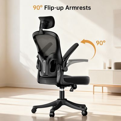 Chaise de Bureau, Fauteuil de Bureau Ergonomique, Appui-Tête et Soutien Lombaire Réglables, Hauteur Réglable, Rattantree