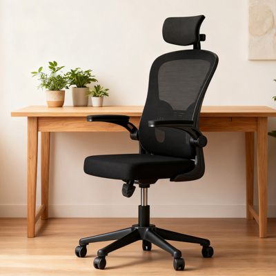 Chaise de Bureau, Fauteuil de Bureau Ergonomique, Appui-Tête et Soutien Lombaire Réglables, Hauteur Réglable, Rattantree