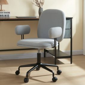 Chaise de bureau Kaarina avec accoudoirs hauteur d'assise 50 - 60 cm gris clair en.casa