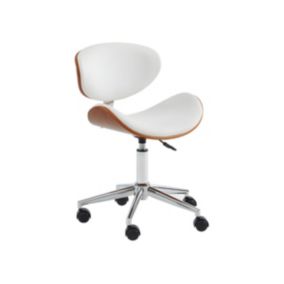 Chaise de bureau MONTENEGRO - Hauteur Ajustable - Simili - Noyer et Blanc