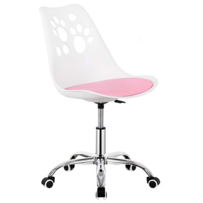 Chaise de bureau pour enfant chaise de bureau pivotante avec réglage en hauteur, blanc rose