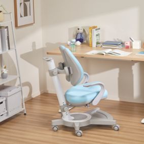 Chaise de bureau pour enfants Partille hauteur profondeur dossier réglable bleu clair en.casa