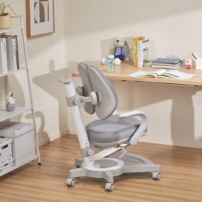 Chaise de bureau pour enfants Partille hauteur profondeur dossier réglable gris en.casa