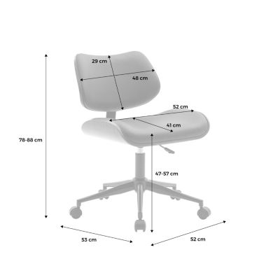 Chaise de bureau à roulettes décor bois courbé placage effet noyer et simili cuir noir