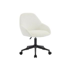 Chaise de bureau - Tissu bouclette - Blanc ivoire - Hauteur réglable - NAODY