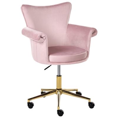 Chaise de bureau VELENCIA Velours Rose pastel
