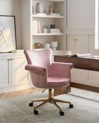 Chaise de bureau VELENCIA Velours Rose pastel