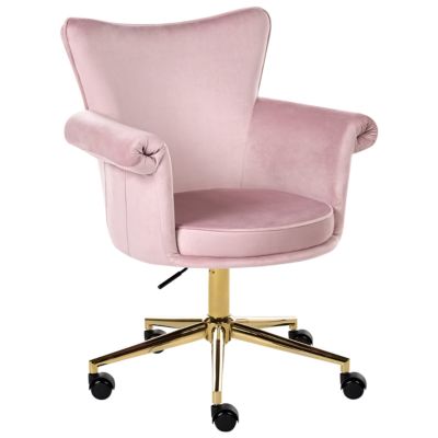 Chaise de bureau VELENCIA Velours Rose pastel
