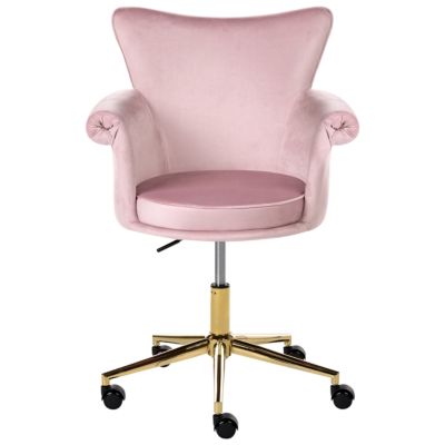 Chaise de bureau VELENCIA Velours Rose pastel