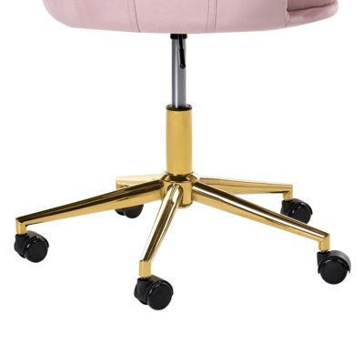 Chaise de bureau VELENCIA Velours Rose pastel