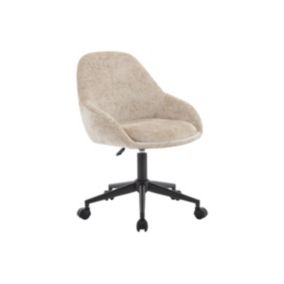 Chaise de bureau - Velours - Beige - Hauteur réglable - NAODY