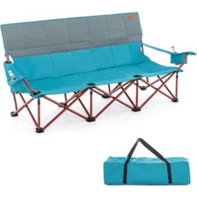 Chaise de Camping 3 Personnes Fauteuil de Plage avec Accoudoirs Porte gobelets Sac de Transport Charge 450KG