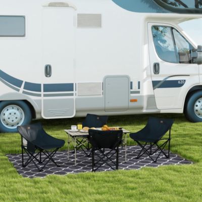 Chaise de camping pliable avec sac de transport et pochette de rangement acier oxford noir