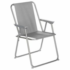 Chaise De Camping Pliable Fauteuil En Metal Et Textilene Gris Anthracite 53x55xh75 cm