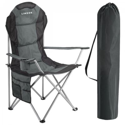 Chaise de camping pliable, siège de plage, de pêche portable avec sac de transport - Gris - Linxor