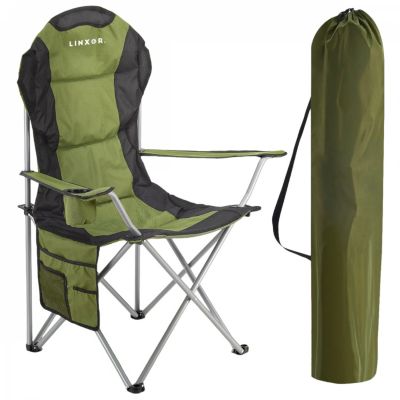 Chaise de camping pliable, siège de plage, de pêche portable avec sac de transport - Vert - Linxor