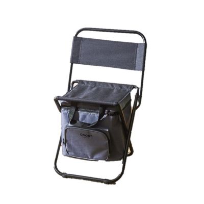 Chaise de camping pliante 2 en 1 avec sac isotherme Gris, L. 35 x l. 28 x H. 58 cm