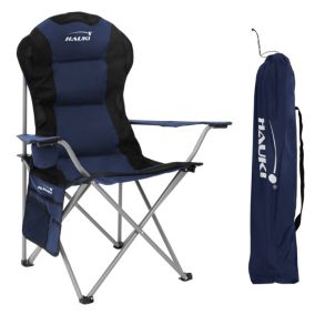 Chaise de camping pliante bleu avec porte-boisson et sac de transport 150 kg