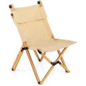 Chaise de Camping Pliante en Bambou Charge 150KG avec Dossier Réglable à 2 Niveaux Chaise Pliante d Extérieur Légère