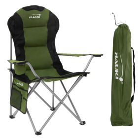 Chaise de camping pliante khaki avec porte-boisson et sac de transport 150 kg
