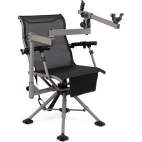 Chaise de Chasse Pivotante à 360 Degrés, Chaise Pliante Extérieur avec Pieds réglables et Support de Fusil