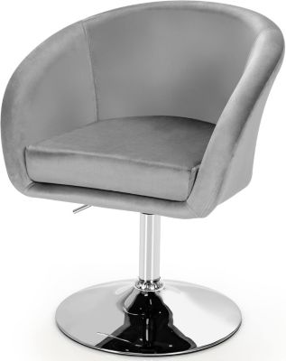 Chaise de Coiffeuse en Velours Tabouret de Bar Réglable en Hauteur 13CM avec Dossier Rond Base en Métal Gris