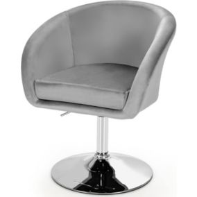 Chaise de Coiffeuse en Velours Tabouret de Bar Réglable en Hauteur 13CM avec Dossier Rond Base en Métal Gris