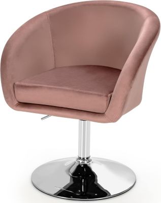 Chaise de Coiffeuse en Velours Tabouret de Bar Réglable en Hauteur 13CM avec Dossier Rond Base en Métal Rose