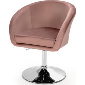 Chaise de Coiffeuse en Velours Tabouret de Bar Réglable en Hauteur 13CM avec Dossier Rond Base en Métal Rose