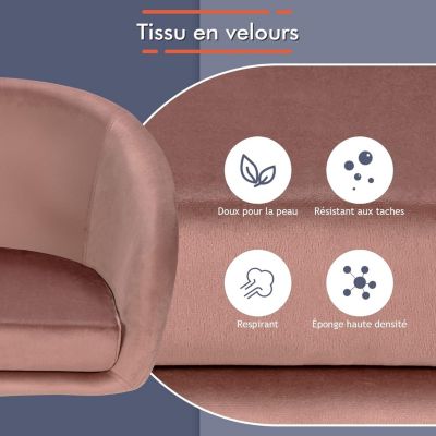 Chaise de Coiffeuse en Velours Tabouret de Bar Réglable en Hauteur 13CM avec Dossier Rond Base en Métal Rose