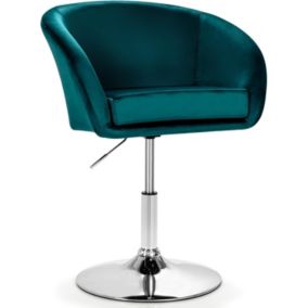 Chaise de Coiffeuse Moderne en Velours Tabouret de Bar Réglable en Hauteur 13CM avec Dossier Vert