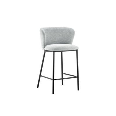 Chaise de comptoir ARTHUS  Tissu gris clair  Design moderne H88,5 cm