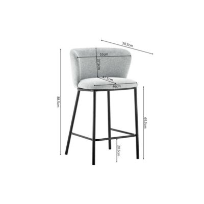 Chaise de comptoir ARTHUS  Tissu gris clair  Design moderne H88,5 cm
