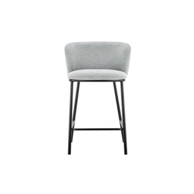 Chaise de comptoir ARTHUS  Tissu gris clair  Design moderne H88,5 cm