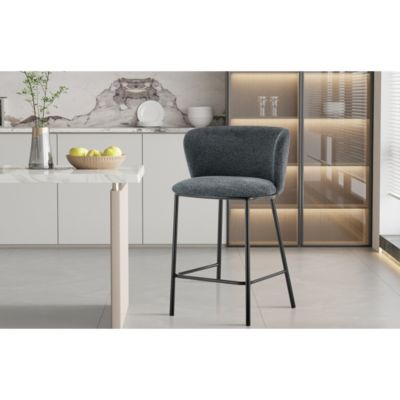 Chaise de comptoir ARTHUS  Tissu gris foncé  Design moderne H88,5 cm