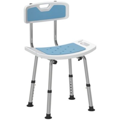 Chaise de douche siège de douche ergonomique hauteur réglable pieds antidérapants charge max. 136 Kg alu HDPE bleu