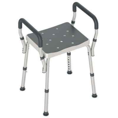 Chaise de douche tabouret de douche antidérapant - hauteur réglable, accoudoirs - alu HDPE gris
