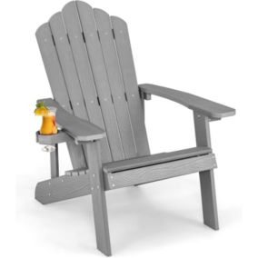 Chaise de Jardin Adirondack avec Dossier Ergonomique Inclinable avec Porte Gobelet Accoudoir élargi Gris