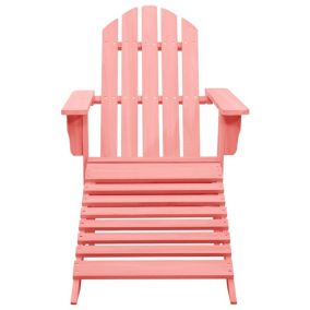 Chaise de jardin Adirondack avec pouf bois de sapin solide rose