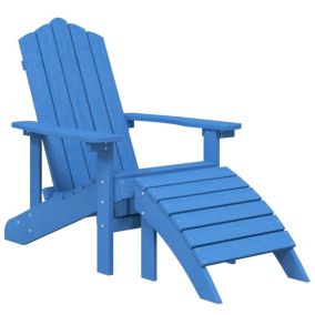 Chaise de jardin Adirondack avec repose-pied PEHD bleu marine