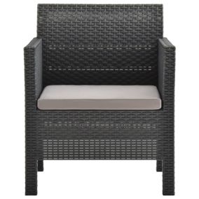 Chaise de jardin avec coussin PP Rotin Anthracite