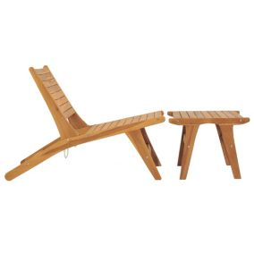 Chaise de jardin avec repose-pied Bois de teck solide